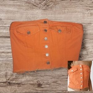 Western Inspired Orange Denim Corset Top
